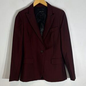 Judith & Charles Burgundy sheen Wool blend  Blazer Tailored Jacket Size 4